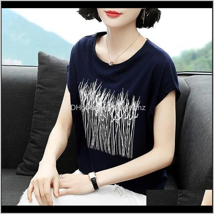 & Shirts Womens Clothing Apparel Drop Delivery 2021 Women Tops And Blouses Cotton White Blouse Plus Size Elegant Batwing Sleeve Summer Ladies