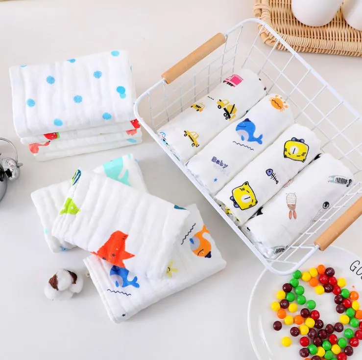 Baby Towels 100% Cotton Gauze Newborn Burp Cloths Muslin Babys Face Towel kid Bath Wrap Infant Boys Girls Washcloth 17 Designs 