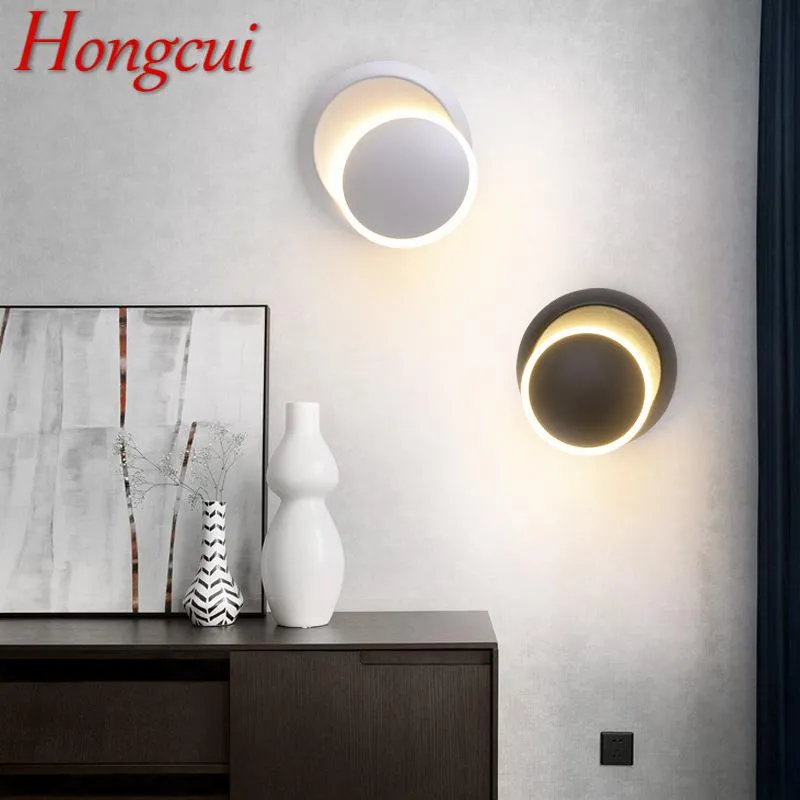 Applique murale Hongcui appliques lumineuses modernes rondes rotatives en aluminium LED chevet créatif décoratif pour salon salle à manger