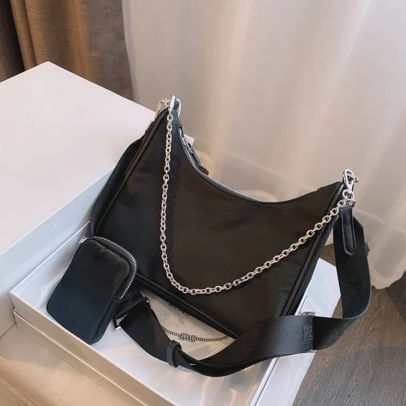 of 2021 Fashion Reprint 2005 Nylon Lady Shoulder Bag Tote Chain Canvas Handbag Classic Presbyopia Wallet Messenger Bag European and American Wild Wholesale