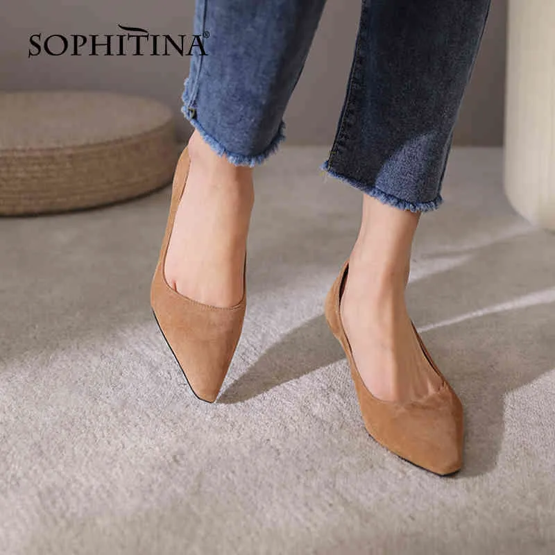 Sophitina zwięzłe kobiety pompy osobowości mały kwadratowy głowicy ręczne buty cienkie obcasy premium skórzane pani buty AO639 210513