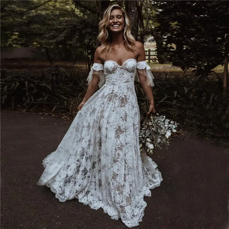 floral lace wedding dress