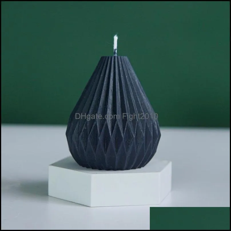 Craft Tools Geometric Lines Pear Shape Candle Mould Stripe Tapered Silicone Mold DIY Wax Irregular Creative Candles