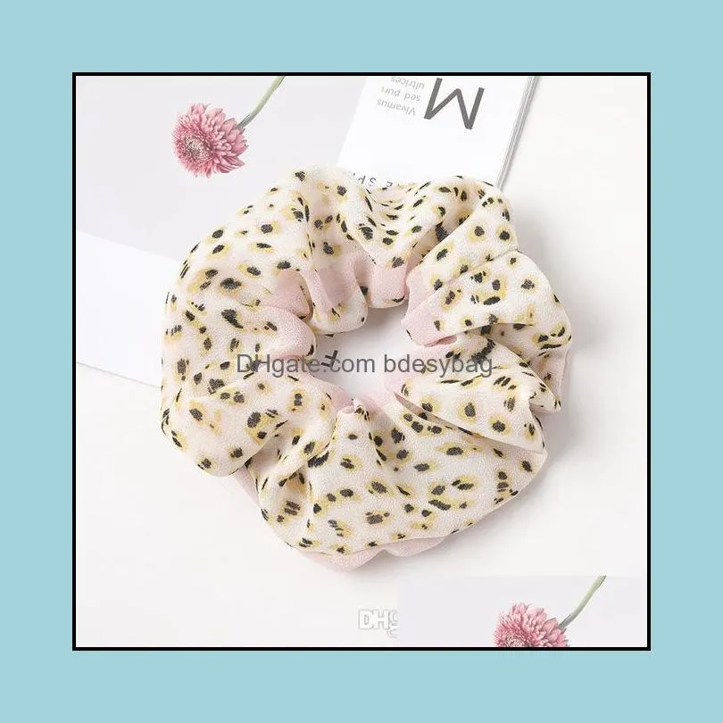 Summer Chiffon Scrunchies Rubber Hair Ties Elastic Hair Bands Leopard Ponytail Holder Freshing Scrunchie Women Hair Accessories