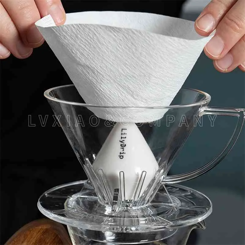 Lilydrip Coffee Dripper V60 Filter Cup Speed Up Brewing and Holding Brewing Temperature Improve Extraction Rate 210712