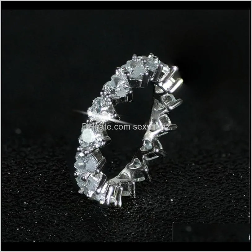 vintage fashion jewelry princess cz diamond eternity iced out wedding engagement ring for women gift