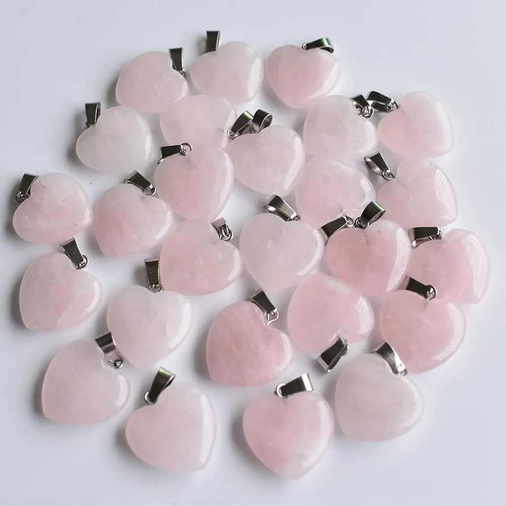 Natural Stone charms 20mm heart Love Tiger's Eye Rose Quartz opal Pendant Rose Quartz Pendants Chakras Gem Stone fit earrings necklace making assorted