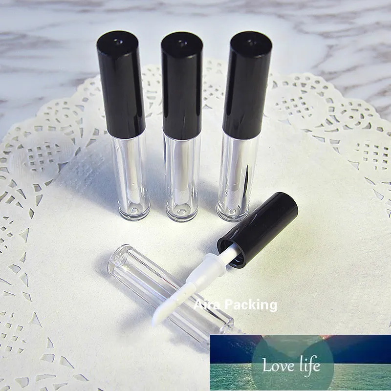 1ML 50pcs/lot Mini Empty Cosmetic Liquid Lipstick Refillable Bottle DIY Plastic Clear Gloss Tube n Black Cap Beauty Tool