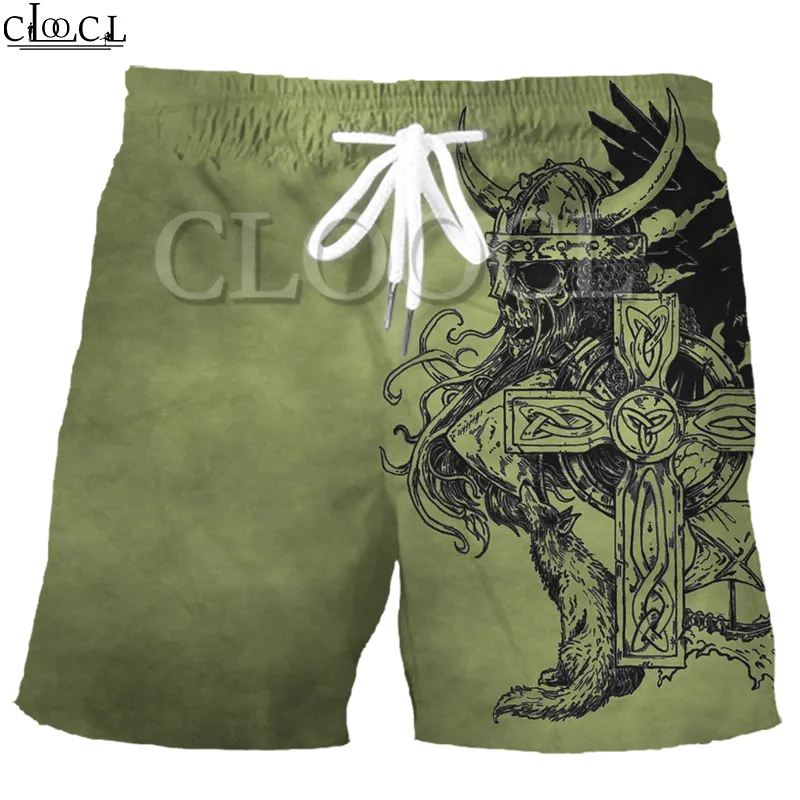 CLOOCL Tatuaggio Vichingo Pirata Popolare Pantaloncini Da Spiaggia Estivi Stampa 3D Moda Uomo Sport Harajuku Hip Hop Pantaloncini Selvaggi X0316