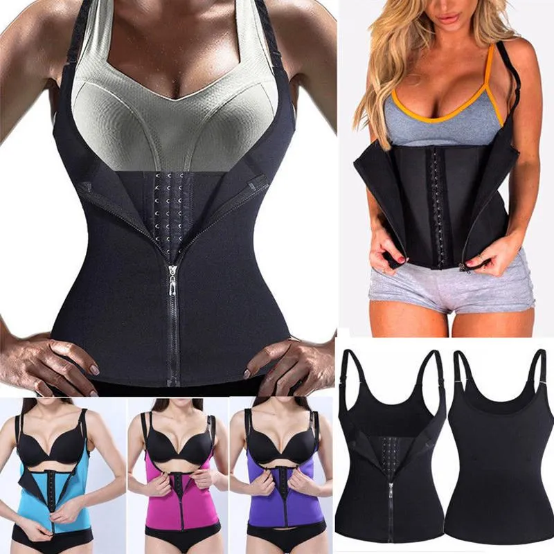 Midja stöd Kvinnor Shapewear Sport Trainer Bälte Skulder Justering Tummy Abdomen Waistcoat Bantning Vest Zipper Coret Body Shaper