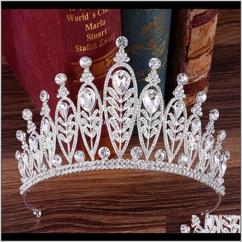 baroque silver crystal crown bride hair accessories rhinestone handmade bride crown tiara wedding hair accessories