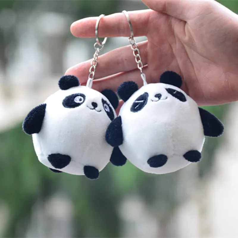 10PCS 10cm Panda Open Squint Eyes Decoration Bag Plush Mini Pendant Keychain Doll Ring Toy