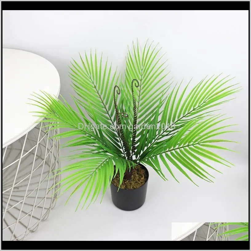 artificial palm tree green leaf plants plastic potted bonsai leaves garden home wedding table ornaments decoration