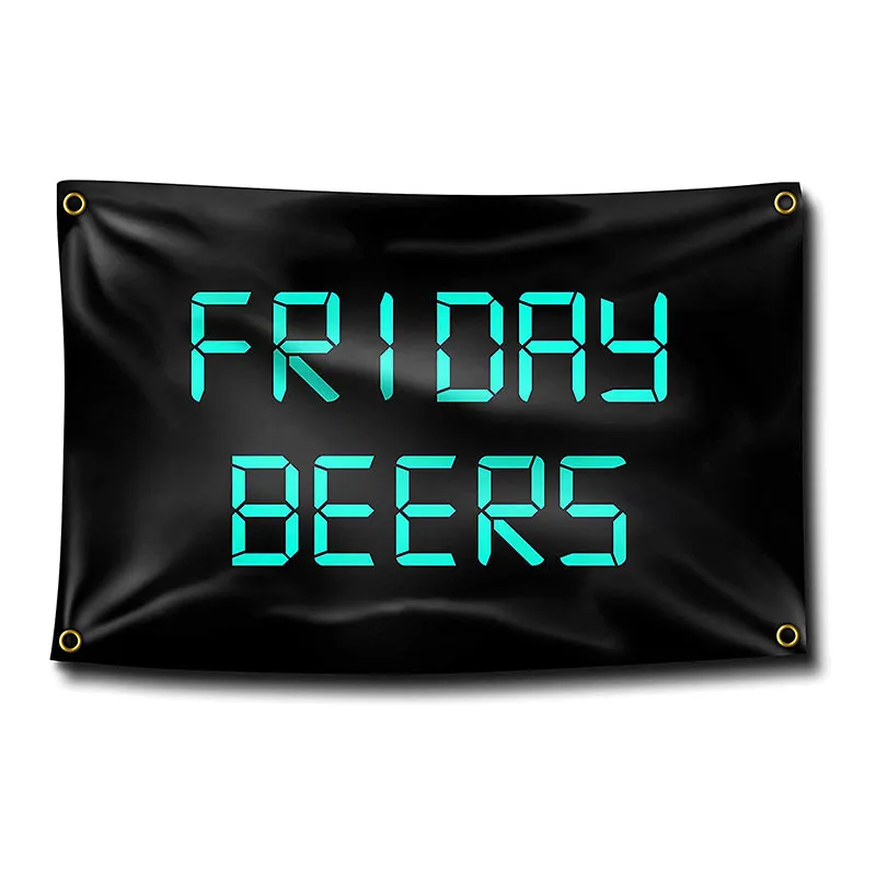 Friday Beers-Flagge, 90 x 150 cm, Digitaldruck, Polyester, für den Außenbereich, Innenbereich, Club-Banner und Flaggen im Großhandel mit Ösen