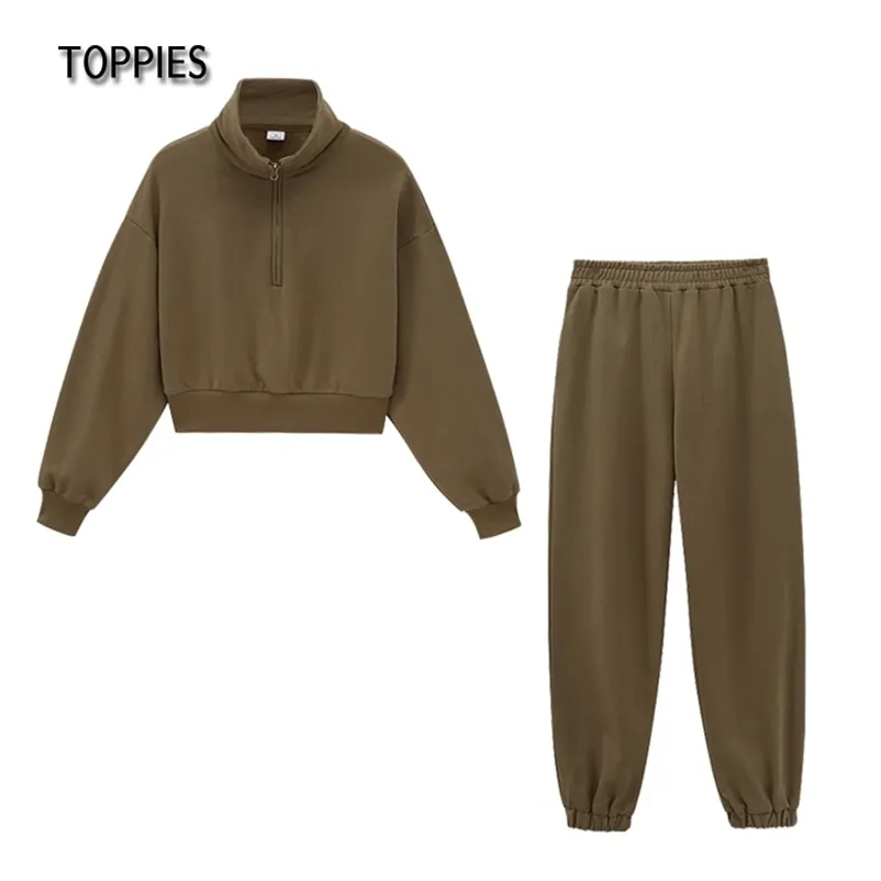 Toppies Två stycksuppsättningar Kvinna TrackSuit Toppar + Byxor Casual Outfit Ensemble Femme Kläder Set Dresy Damskie 210727