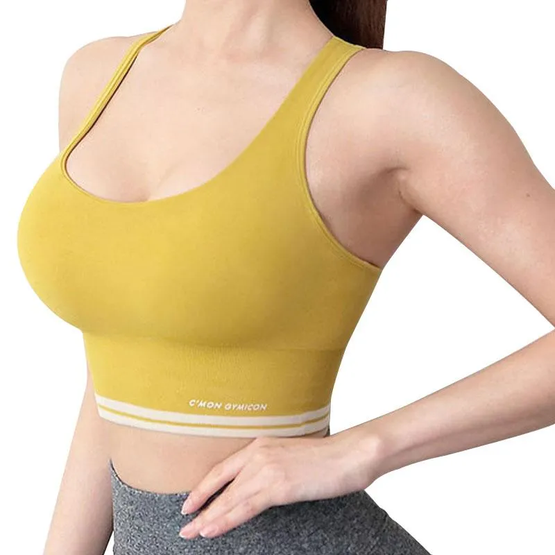 Yoga Outfit 2021 Mode Frauen Sport-BH Farbe Passende Weste Sling Rohr Top Kein Stahl Ring Fitness Unterwäsche Gemütliche büstenhalter