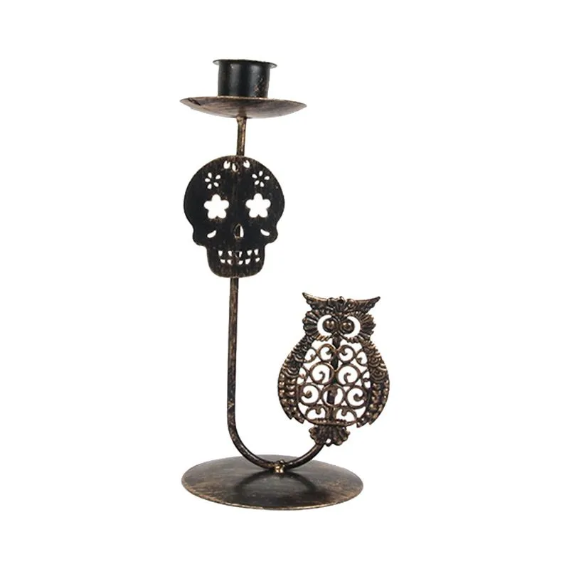 Bougeoirs Bougies en métal Décoration d'Halloween Home Party Porps Holder Ornement en fer forgé