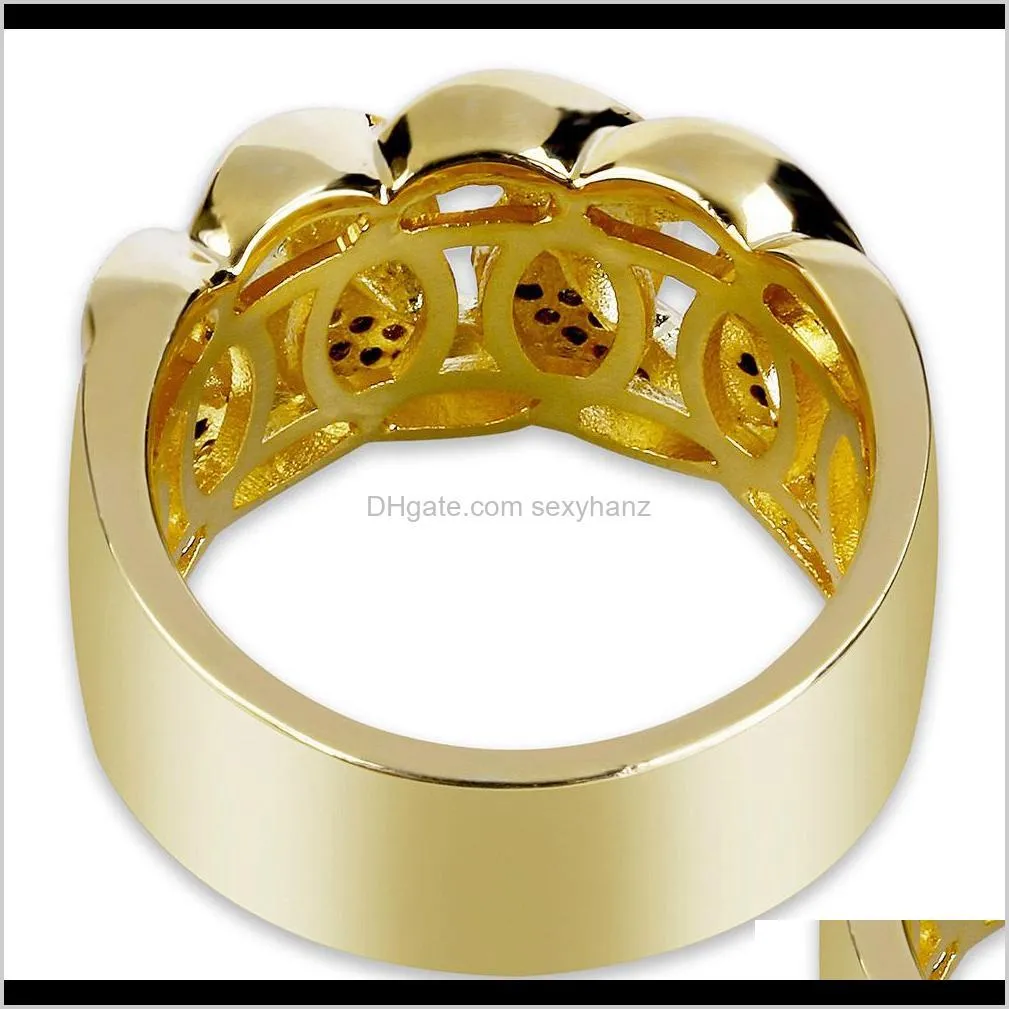 zircon hiphop ring with gold-plated chain hip-hop jewelry ring hot selling in europe and america