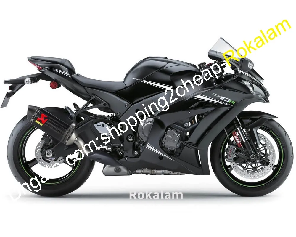 ZX 10R 2016 2017 2018 2019 2020 FAIRINGS ZX10R SPORT MOTORCYCLE FAIRING Black för Kawasaki ZX-10R 16 17 18 19 20 ABS Motorcykelfästen Passar injektionsmålning