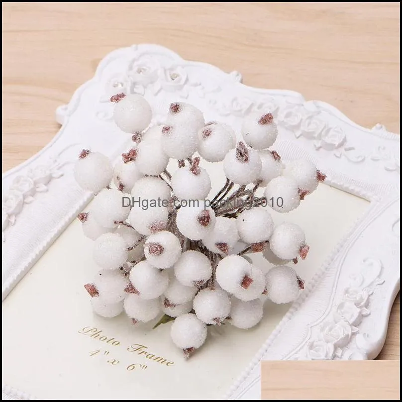 Decorative Flowers & Wreaths Mini Christmas Frosted Fruit Berry Holly Artificial Flowers1