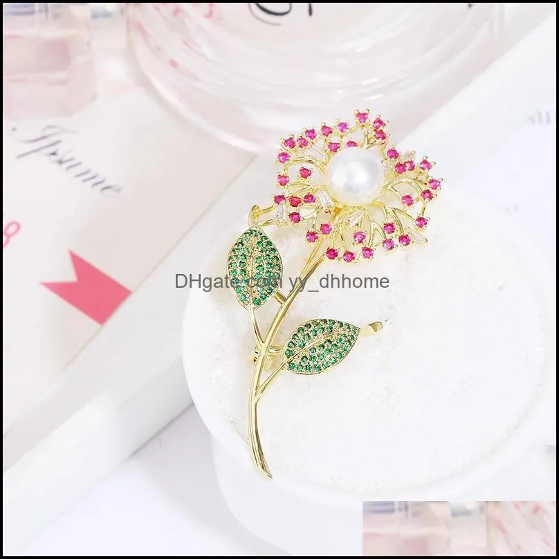 Pins, Brooches XIUMEIYIZU Arrivals High Quality Pearl Brooch Luxury Zirconia Pin For Women Coat Scarf Wedding Dress Accessories