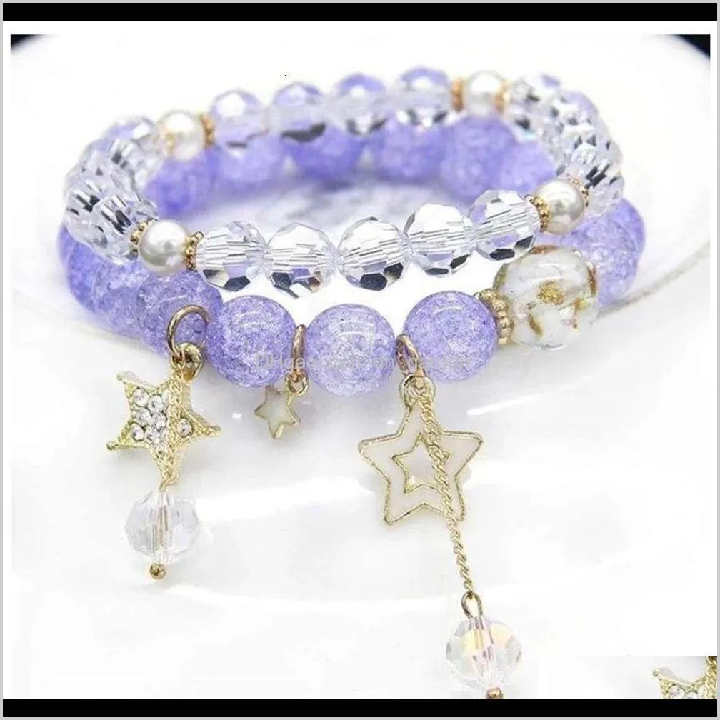 . valentine`s gift decorated girl lovely princess blue crystal children`s multi circle tanabata dream korean bracelet