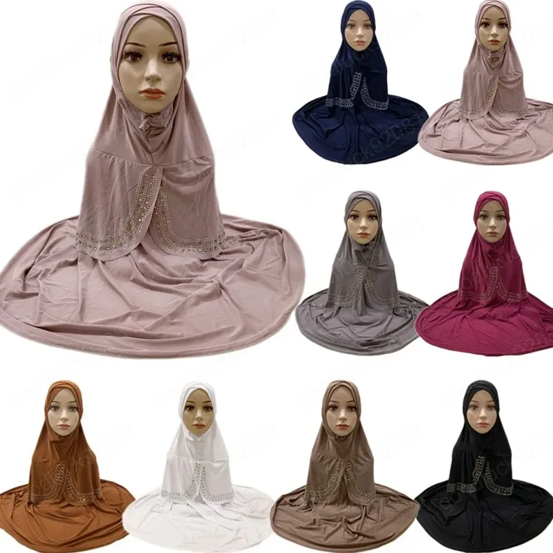 Donne musulmane di alta qualità Grande hijab con strass tiro sulla sciarpa islamica headwrap pregare sciarpe palloni foulard chiaro