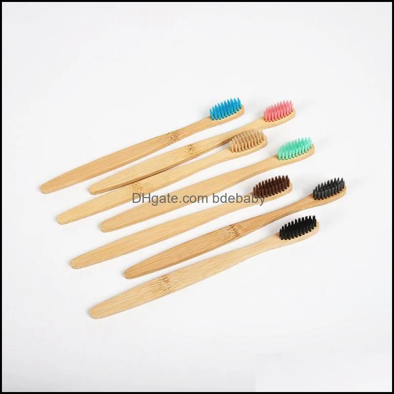 Tooth KKA7762-1 Soft Wooden Bamboo Environmentally Toothbrush Adult Handle Bamboo Brush Eco-friendly Rainbow 11 Colors Toothbrush 2015