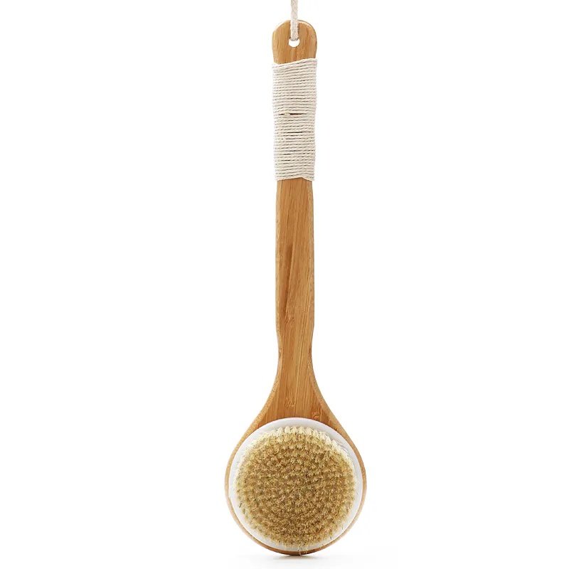 Abeis Bambu Long Handle Seco Corpo Retrocesso Natural Celulite Massagem Chuveiro Banho Redondo