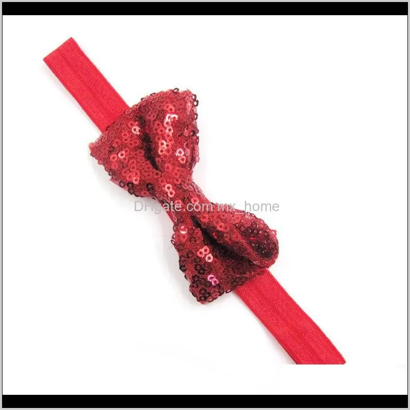 hot sale new infant baby girls shiny sequin bow headbands knot toddler spring stretchy hairwrap children`s princess hair accessories