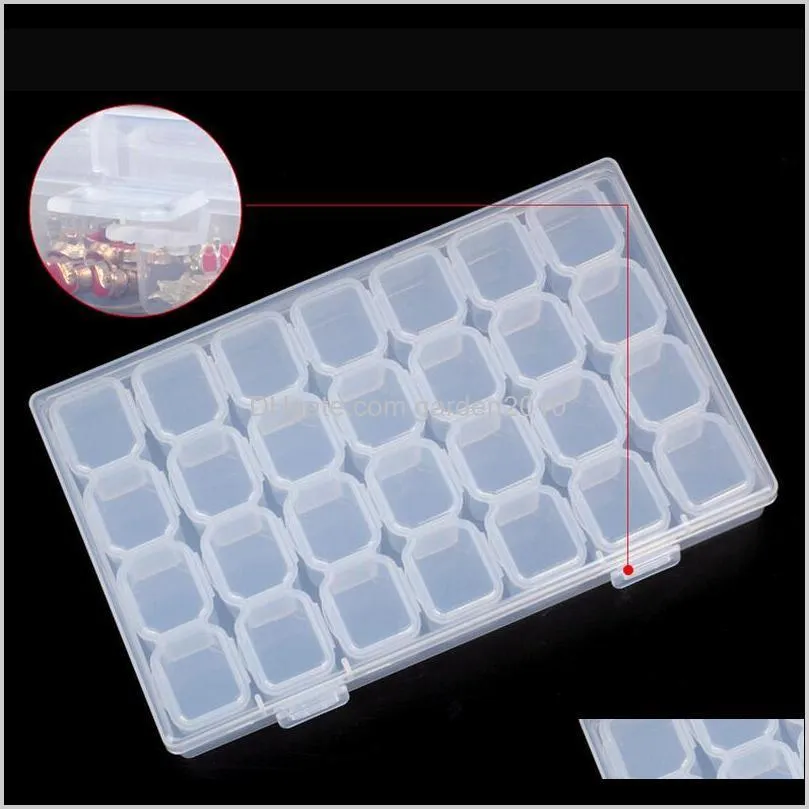 28 slots nail art storage box plastic transparent display case organizer holder for rhinestone beads ring earrings e2s