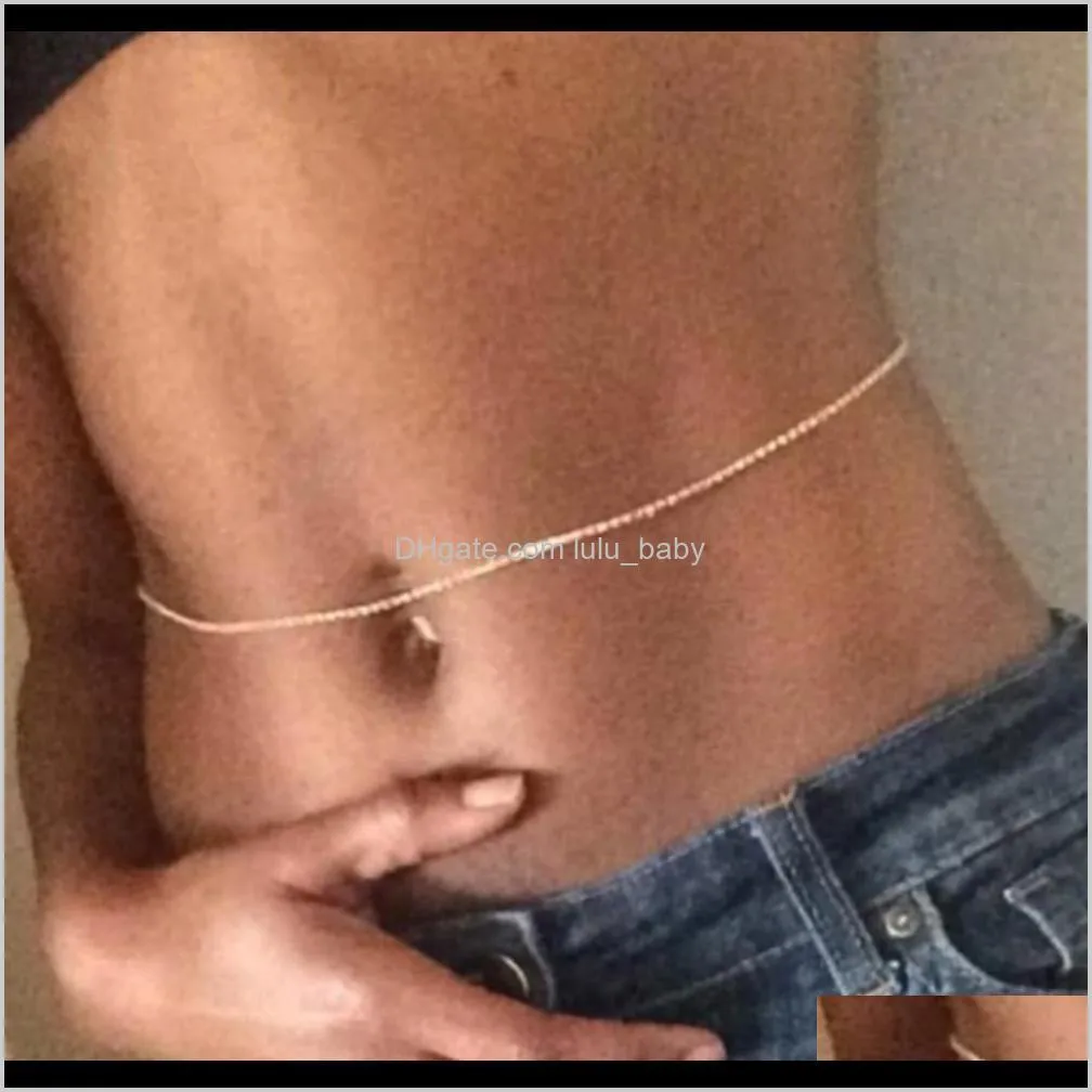 Belly Chains Jewelry Drop Delivery 2021 Womens Simple Versatile Waist Body Chain Street Racket Hip Hop Personality Flash Diamond Accessories