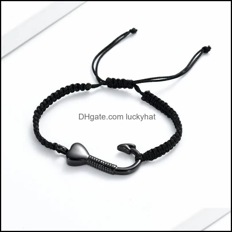 Link, Chain Imrsanl Fish Hook Cremation Jewelry Bracelet For Ashes Stainless Steel Braided Rope Wristband Urn Bangles Keepsake Men
