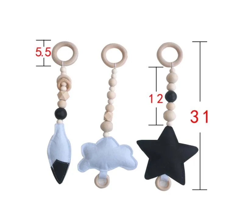 Cartoon Felt Wood Beads Pendants Children Room Decor INS Decorative Nordic Style Fitness Rack Hanging Decoration YL509