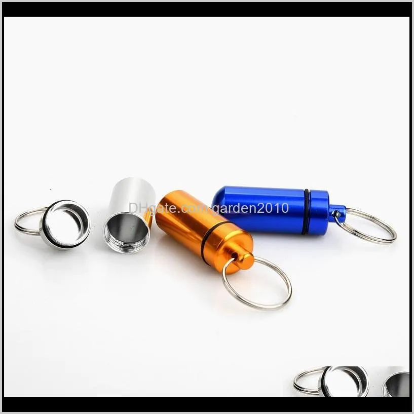 key holder aluminum waterproof pill box bottle holder container keychain key chain pill box jar storage 48mm*17mm stash wb3359