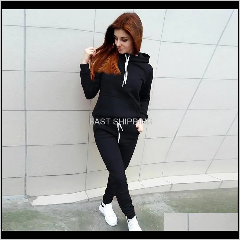 Women Tracksuits Autumn Winter Solid Color