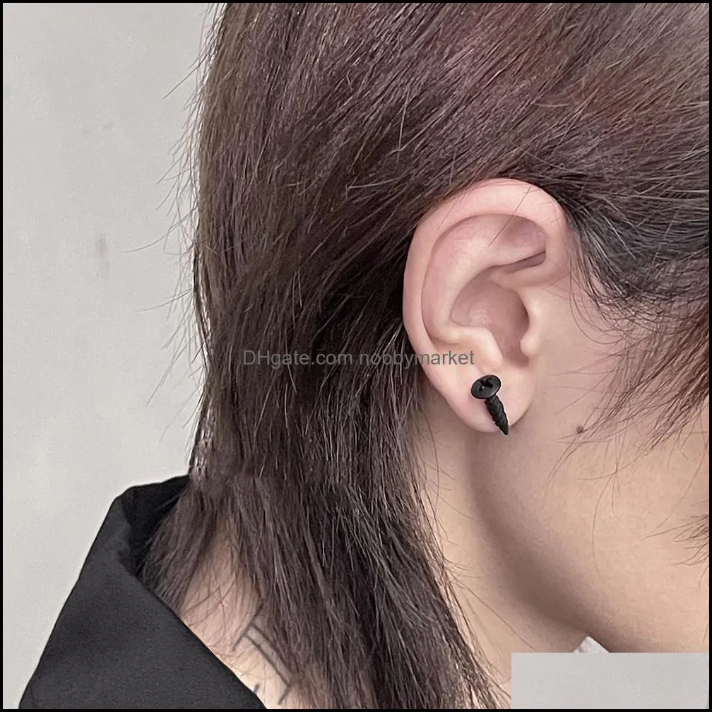 Niche Design Screw Nail Stud Earrings Personality Exaggerated Men And Women Simple Dark Punk Jewelry Accessories