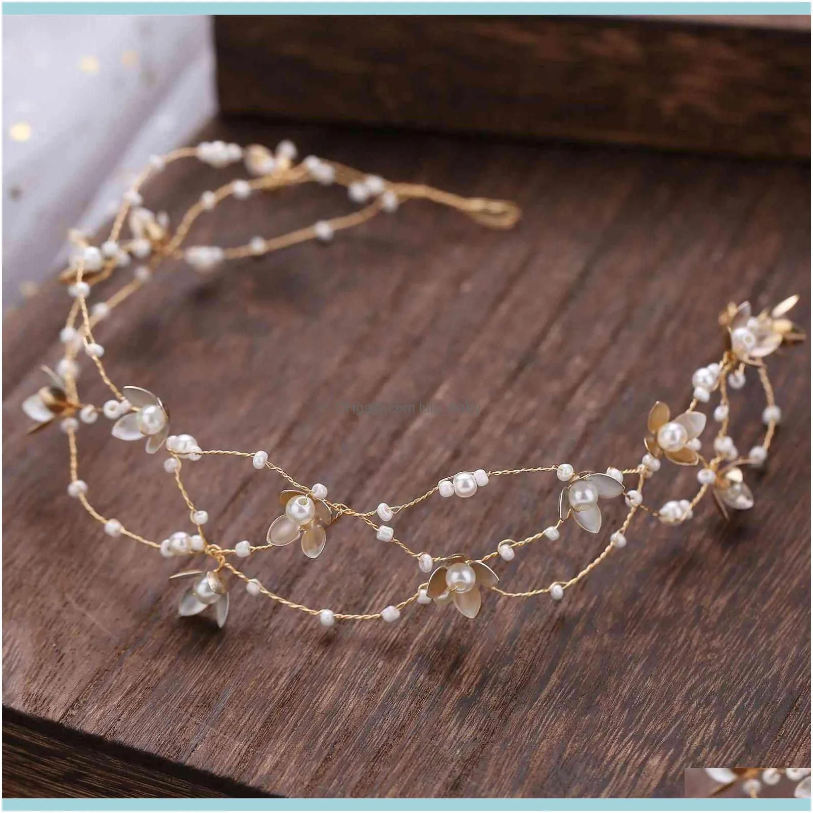 Korean high-end handmade flowers Beaded bride headdress hairband elegant small jewelry Princess wedding hair decoration