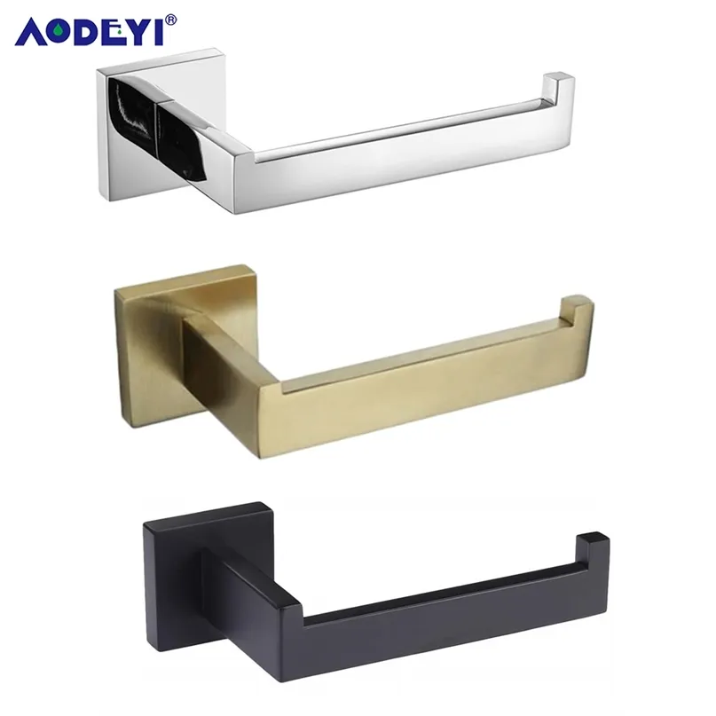 Matte Black Toilet Paper Holder Wall Mount Tissue Roll Hanger 304 Stainless Steel Bathroom Accessories Brushed Gold 210720