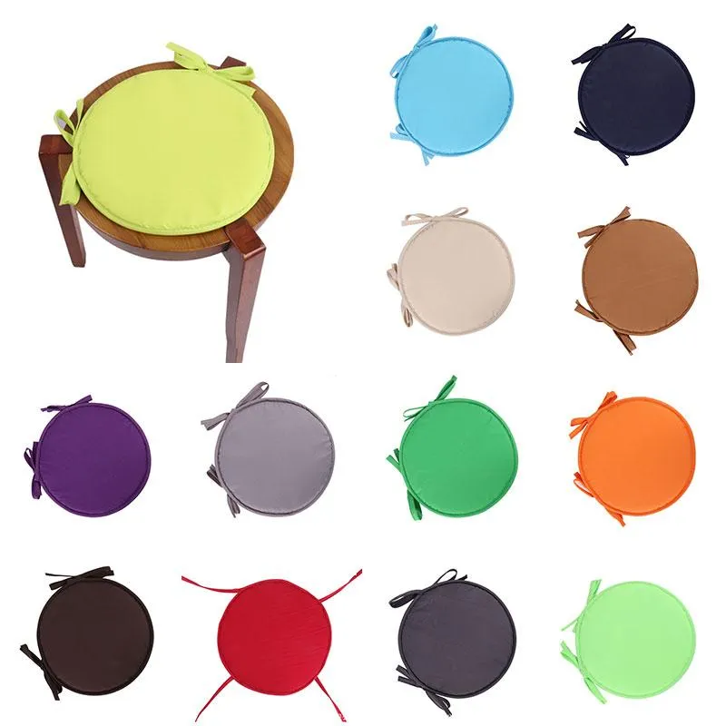 30/38cm Seat Cushion Round Garden Chair Pad Circular Removable Solid Sponge For Bistro Stool Tie-on Covers