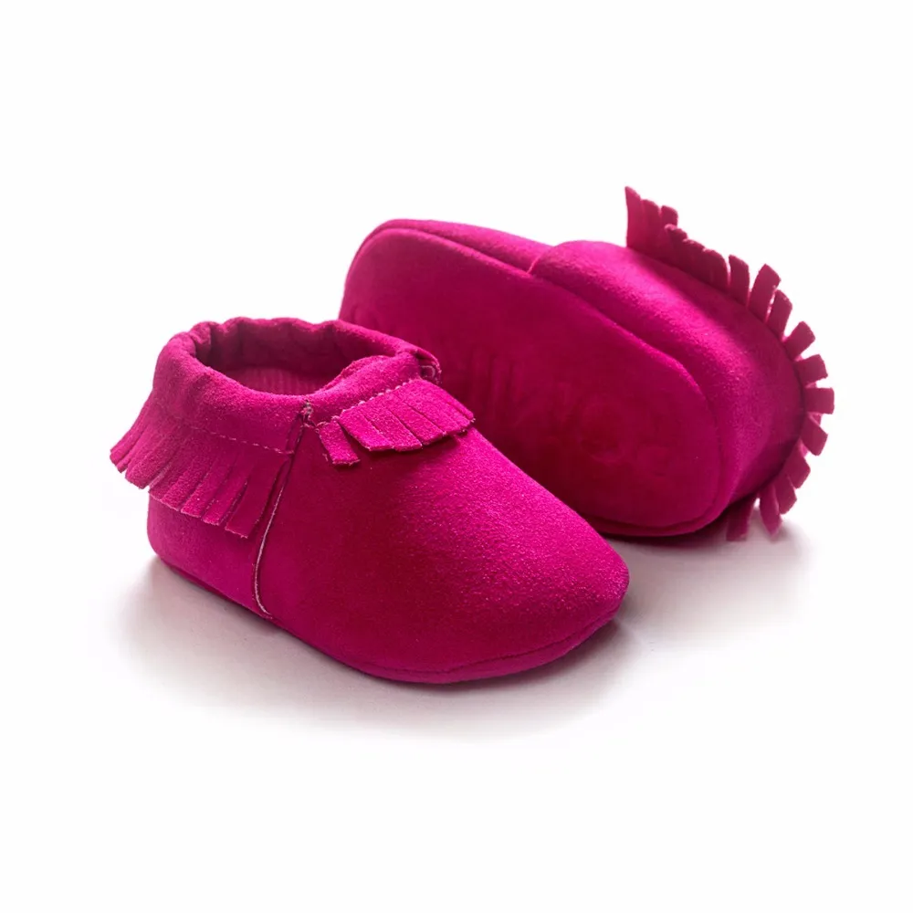 Hot Pink Nouveau-né Chaussures Fringe Mode Main Infantile Chaussure Bébé Fille Chaussure Nourrissons Mocassin Baskets Prewalker Soft Room Chaussette 210413