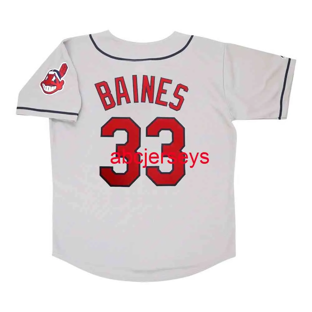 Cousu sur mesure Harold Baines Grey Road Jersey w / Team Patch ajouter un numéro de nom Baseball Jersey