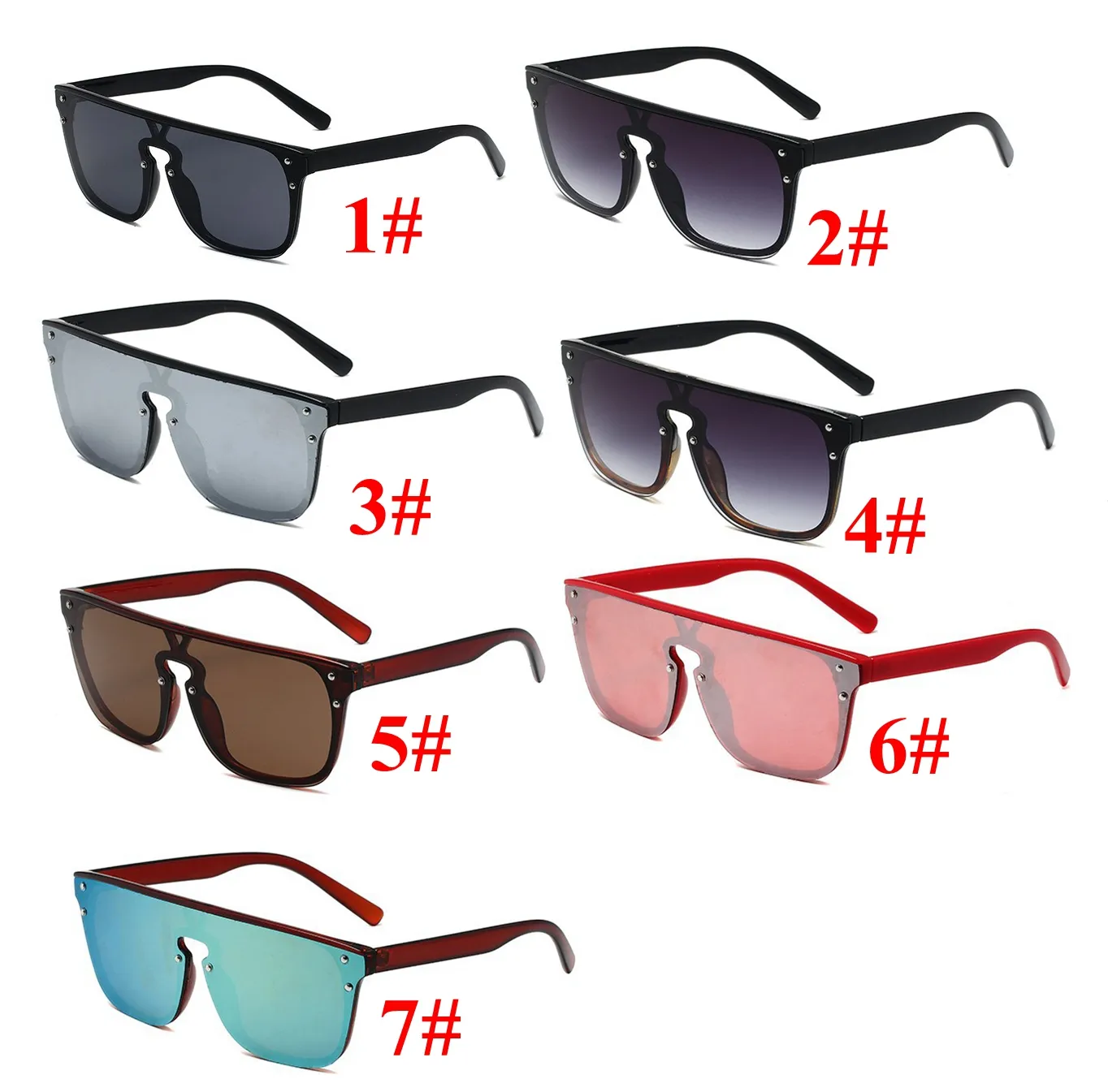 Sonnenbrillen für Männer und Frauen, klassische Outdoor-Sport-Sonnenbrille, Straßenbrille, UV400, Drving-Schutzbrille, Oculos, einteilig, 7 Farben, 10 Stück, schnelles Schiff