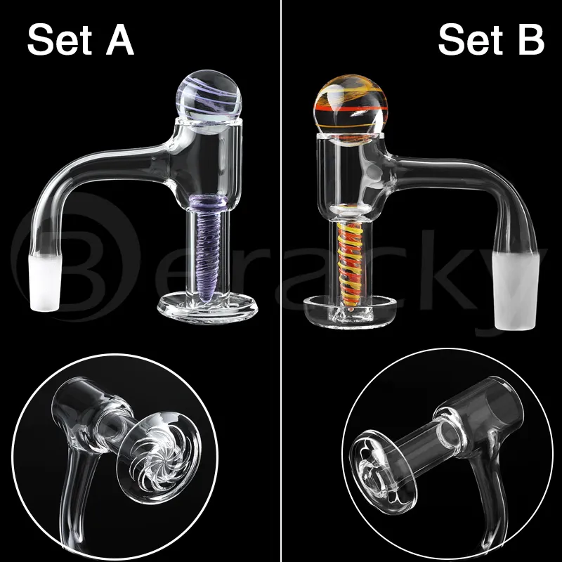 Two Styles Smoking Full Weld Beveled Edge Terp Slurpers Blender Style Seamless Quartz Banger With 20mmOD Glass Marbles Screw Sets For Water Bongs Dab Rigs