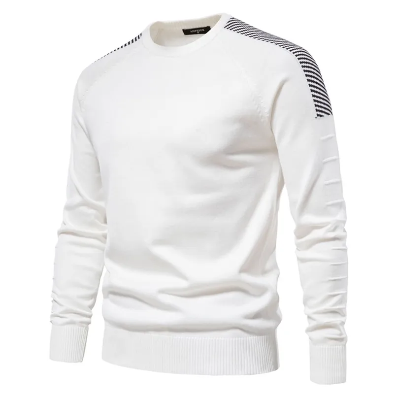 Aiopeson Spliced ​​Drop Sleeve Tröja Män Casual O-Neck Slim Fit Pullovers Mäns Tröjor Vinter Varm Stickad Tröja För Män 211102