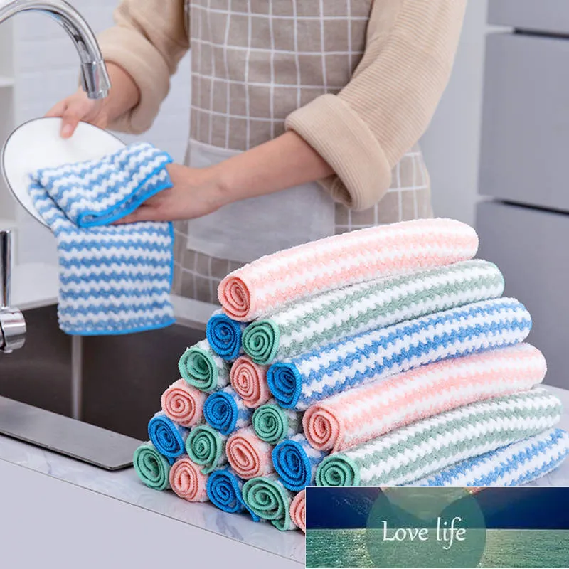 Table Napkin 1Pcs Striped Flower Household Kitchen Towels Absorbent Thicker Microfiber Wipe Cleaning Dish Washing Rags Cloth