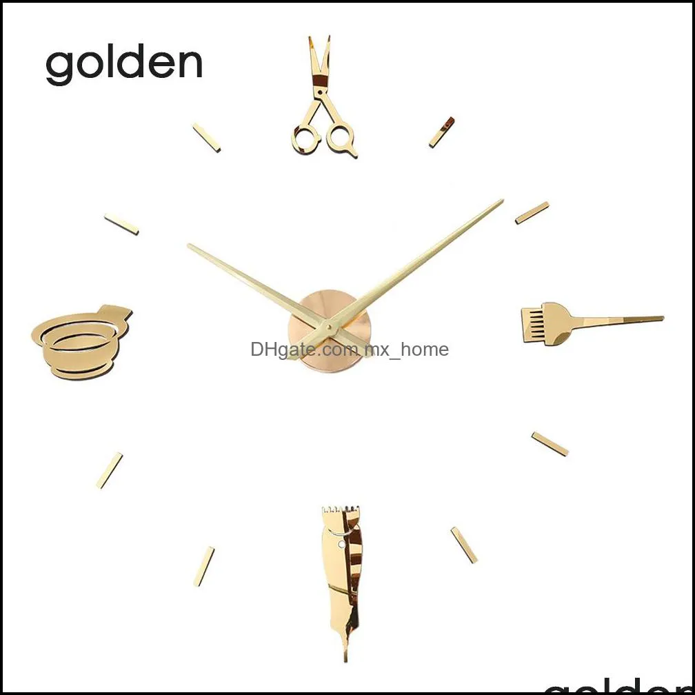 Relojes De Pared Decoración Para El Hogar Reloj De Jardín Escritorio Mesa  Peluquería Poste Tijeras Salón De Belleza Diy Art Nt Big Needle Frameloze  Peluquería Haird De 16,72 €