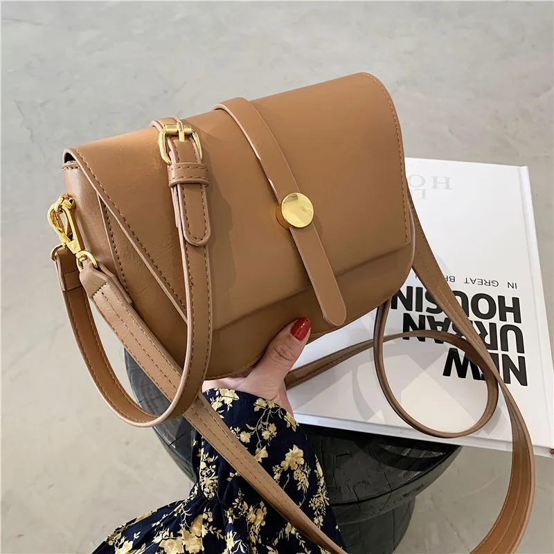 Lady Modny kształt siodła projektant Messenger Mała klapa Solid Crossbody Quality Skórzane Torebki Ramię