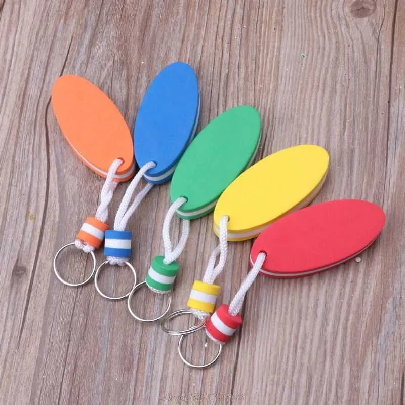 5 Colors Foam Floating Keychain Oval Shape Foam Floater Key Ring for Boating Fishing Surfing Sailing Outdoor J07 21 Dropship G1019