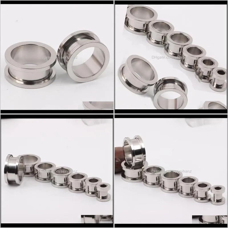 mix 2~10mm 50pcs stainless steel silver ear plugs tunnel body jewelry flesh tunnel pierce